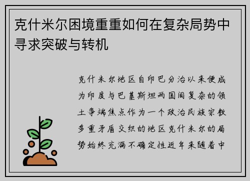 克什米尔困境重重如何在复杂局势中寻求突破与转机